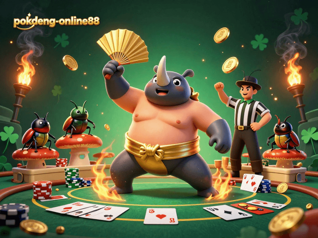Experience thrilling Pok Deng action with pokdeng-online88 as our sumo champion sends coins flying.