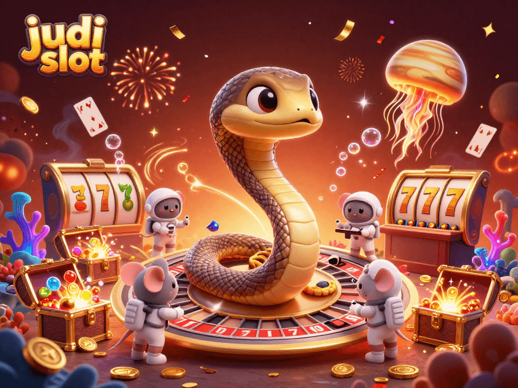Gali keseruan judi slot dengan tema kasino luar angkasa, penuh detail berkilauan.