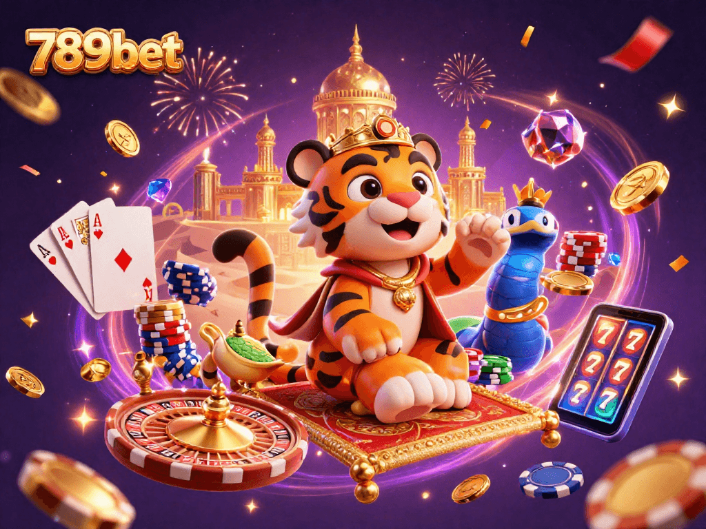 Engage with 789bet's thrilling casino experience depicted in a vibrant and dynamic 3D illustration.