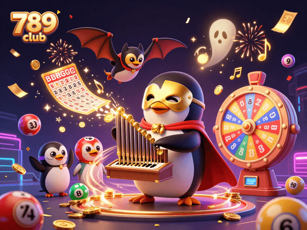 Experience the excitement of 789 club with golden coins and colorful lottery balls flying in celebration.