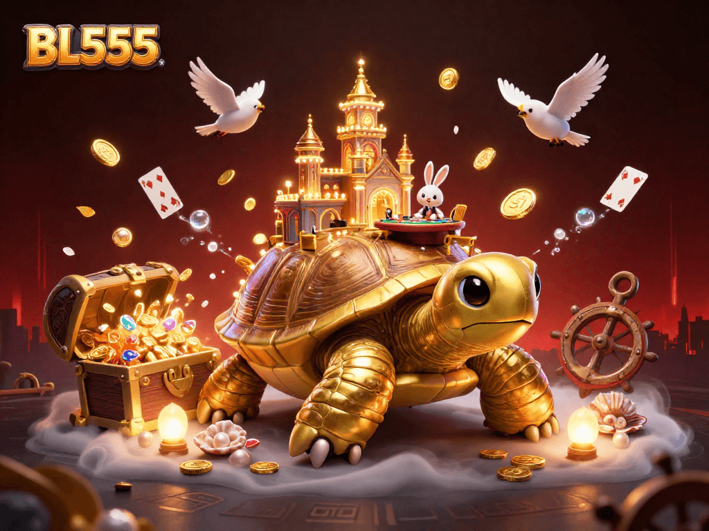 Experience thrilling gameplay at BL555 with golden tortoise casino vivid illustration.