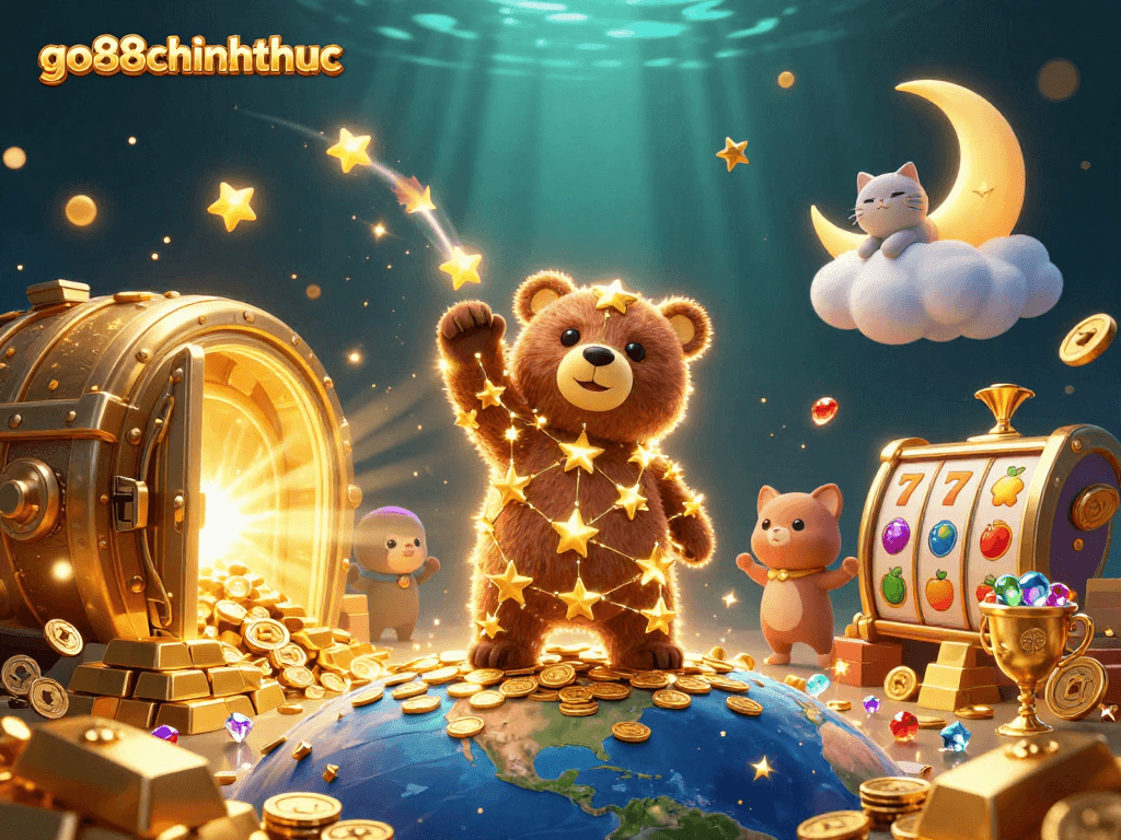 Experience the excitement of go88chinhthuc with vibrant slot reels and golden treasures