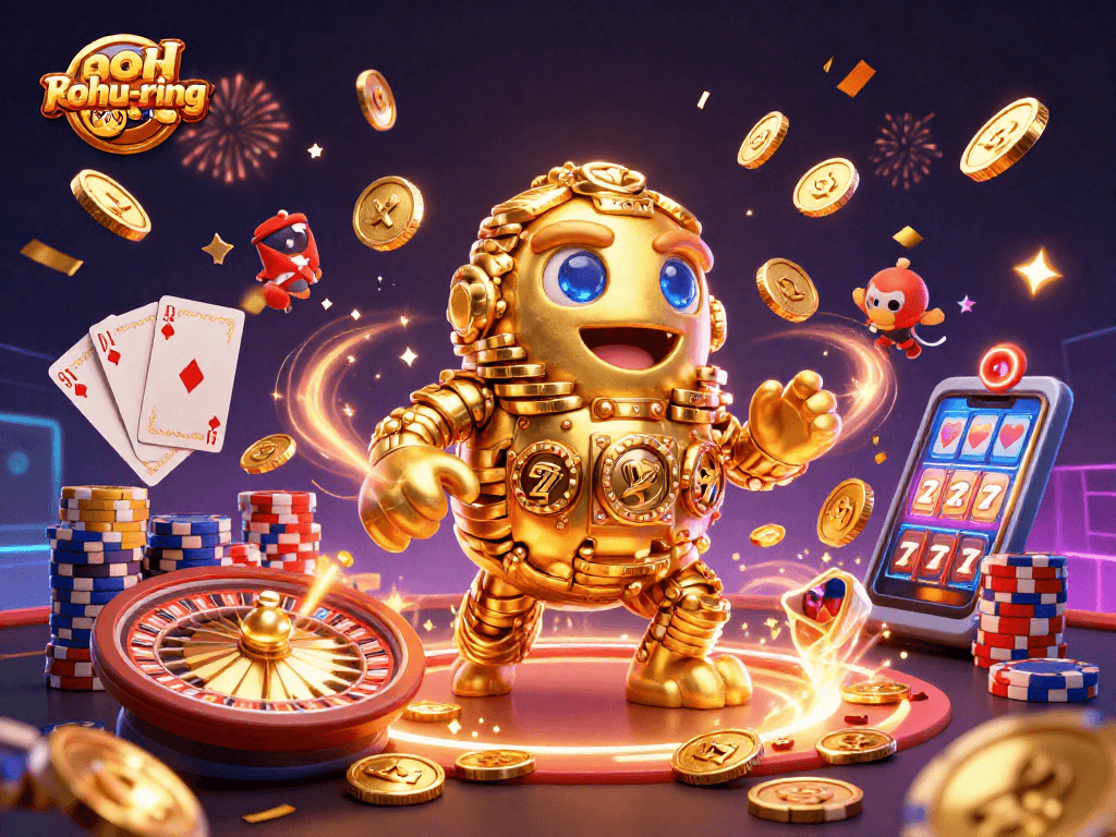 Engage with nohu-ring's exciting jackpots and rewards in this dynamic gambling illustration!