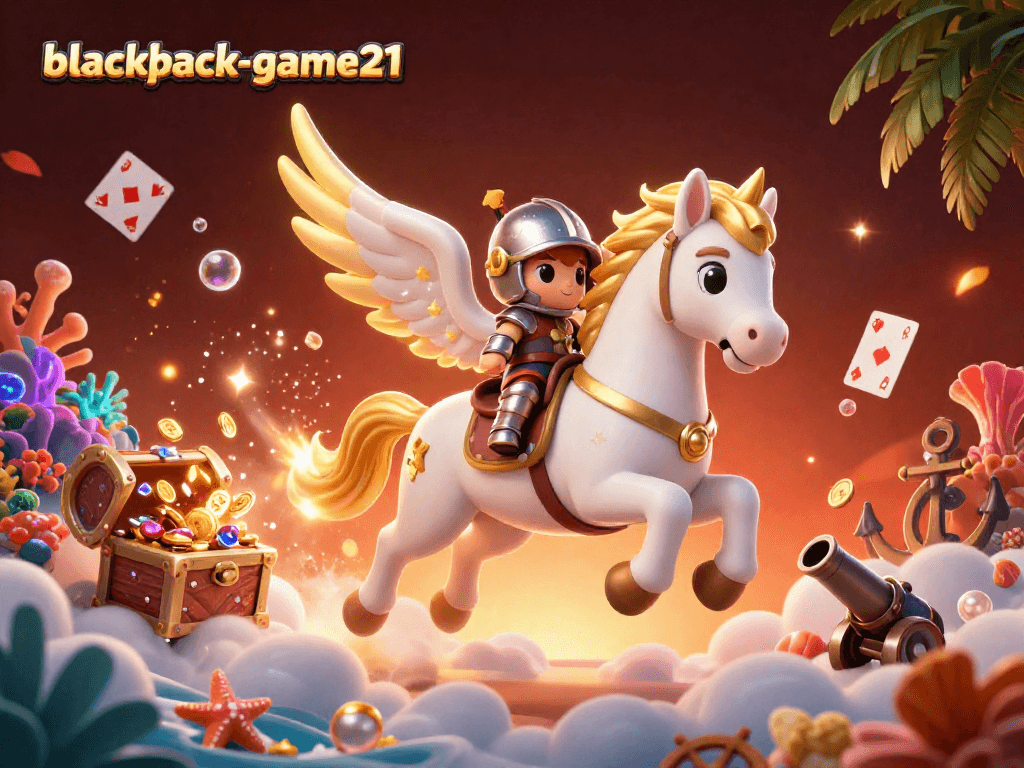 Experience the thrill of blackjack-game21 with a celestial knight in a vibrant casino world.