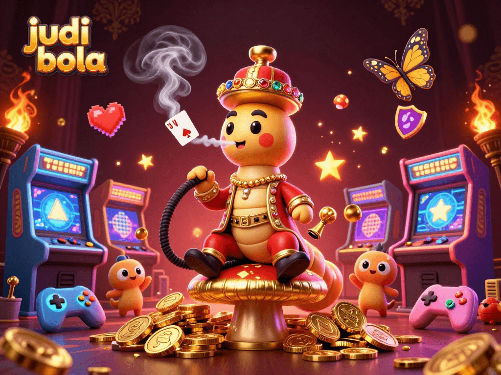 Place bets with judi bola in a vibrant casino scene filled with exciting gaming elements