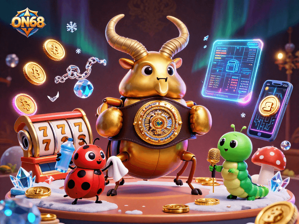 Engage in thrilling gameplay at ON68 with vibrant characters and dynamic casino elements.