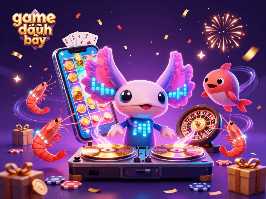 Experience thrilling game đánh bài action with vibrant characters in a festive casino scene.