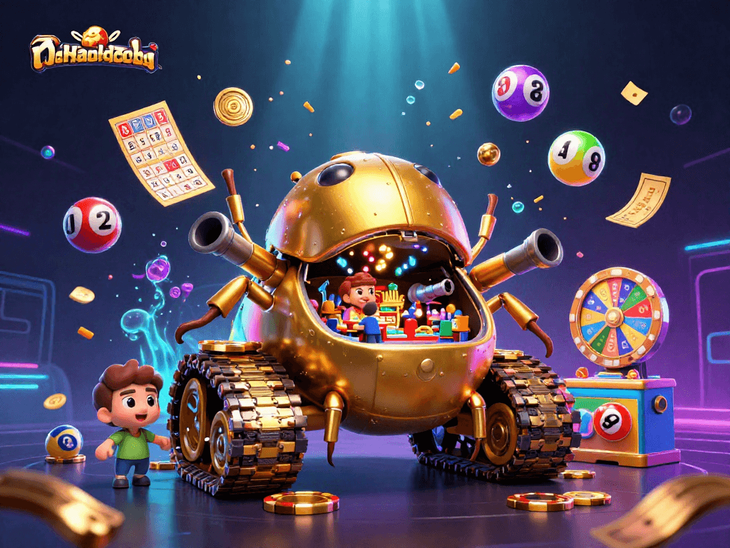 Experience excitement with nhandinhkeonhacai as the golden beetle tank reveals a tiny casino.