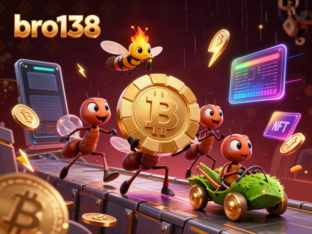 Bro138 offers an engaging gaming experience with a thrilling heist scene featuring ants and crypto elements.