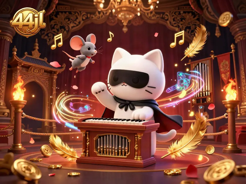 Experience the thrill of 44jl casino with captivating characters and dynamic gaming elements in a luxurious setting.