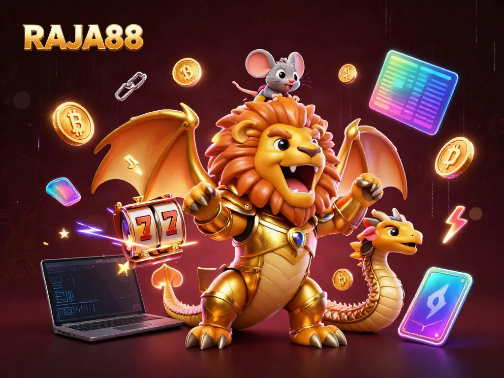 Menangkan jackpot dengan RAJA88 dalam ilustrasi kasino 3D yang epik dan mendebarkan.