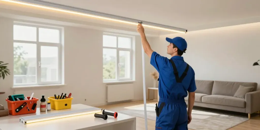 Instalație profesională de banda led 220v realizată de un antreprenor de încredere din comunitate.