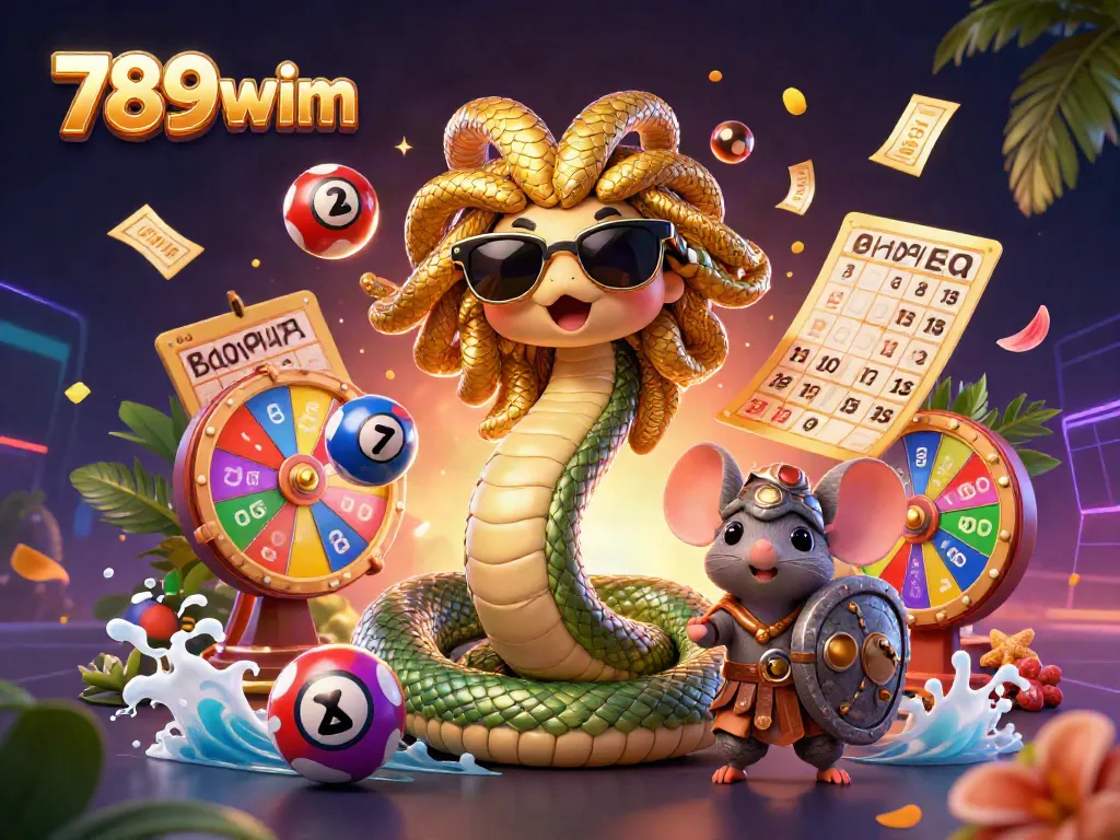 Experience vibrant lottery excitement at 789wim with joyous characters and colorful jackpot elements.