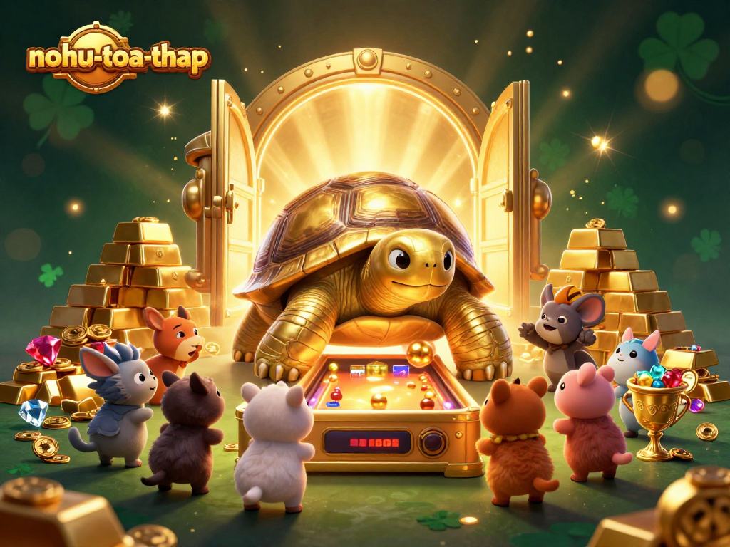 Experience the excitement of nohu-toa-thap with our animated 3D casino illustration of winning treasures!