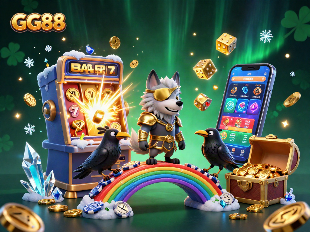 Experience the thrill of GG88 with a vibrant jackpot explosion and iconic casino elements.