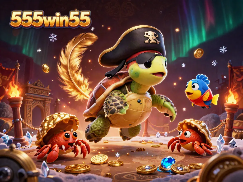 Engaging scene with 555win55 characters, showcasing pirate themes and dynamic casino elements.