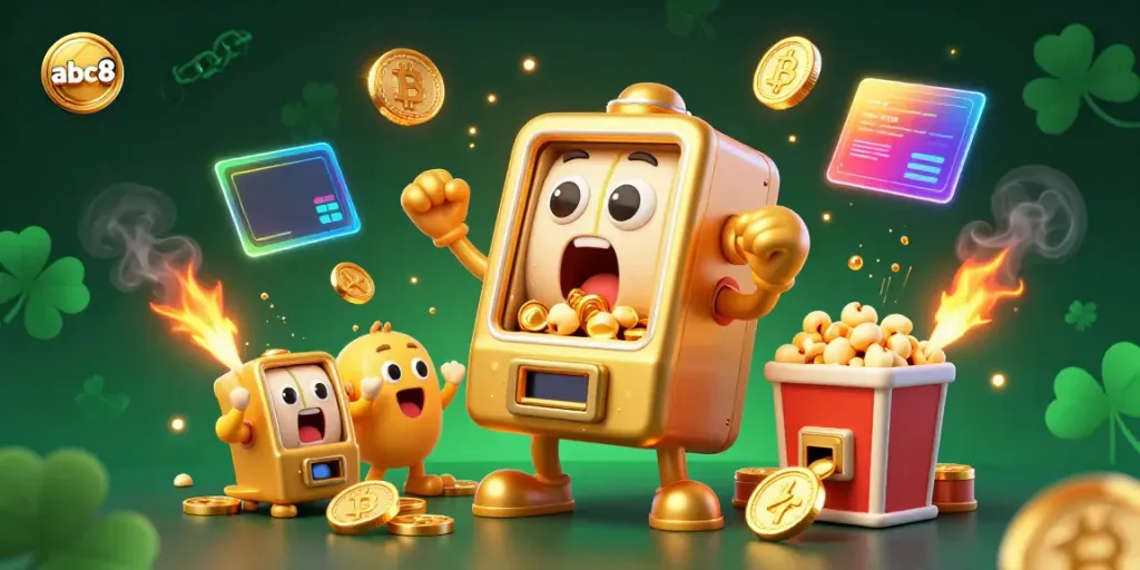 Score big with abc8 casino's golden slot machine, winning jackpots amid cheerful baby slots and crypto elements.