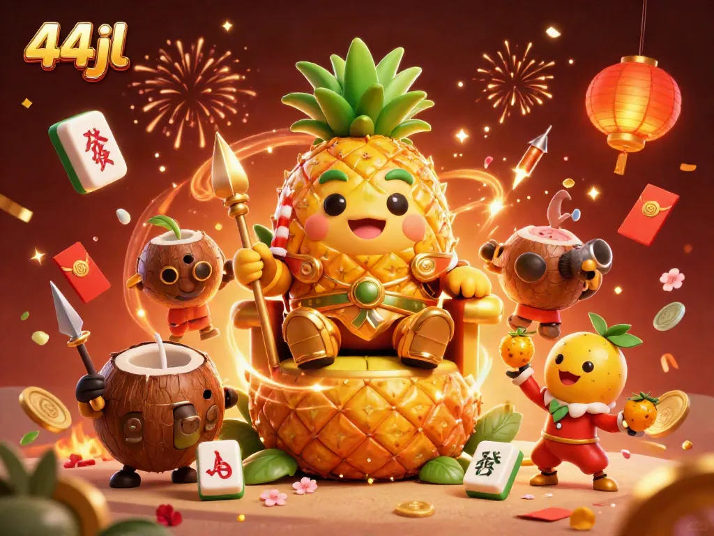 Engage in winning strategies at 44jl with an exciting tropical casino scene featuring vibrant characters.