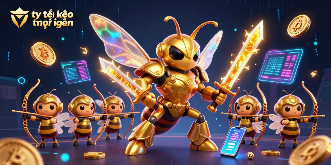 Experience thrilling tỷ lệ kèo trực tuyến action with a dynamic 3D casino illustration featuring samurai hornets and digital assets.