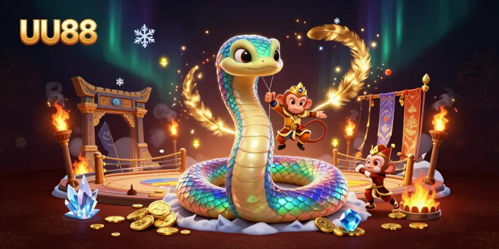 Engage with exciting gaming experiences at UU88, featuring vibrant characters and dynamic casino elements.