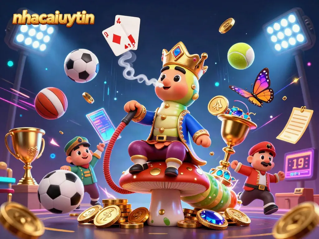 Experience exciting gaming action with nhacaiuytin's vibrant casino scene featuring playful elements.
