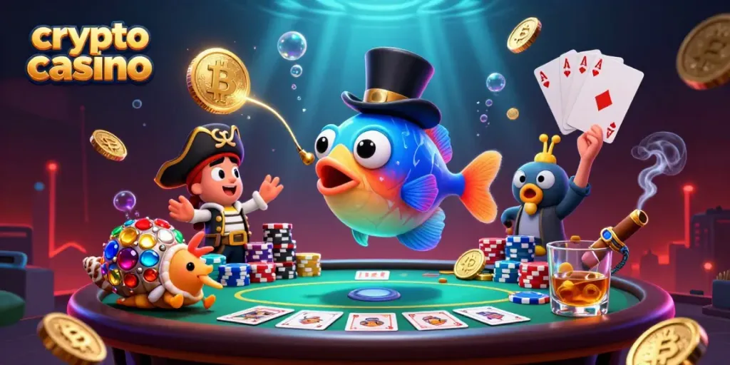 Experience excitement at a crypto casino with Bitcoin treasures and vibrant underwater elements.