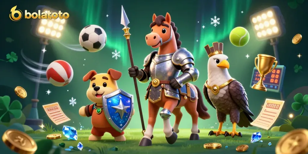 Experience exciting bolatoto betting action with dynamic sports elements in a vibrant 3D scene.