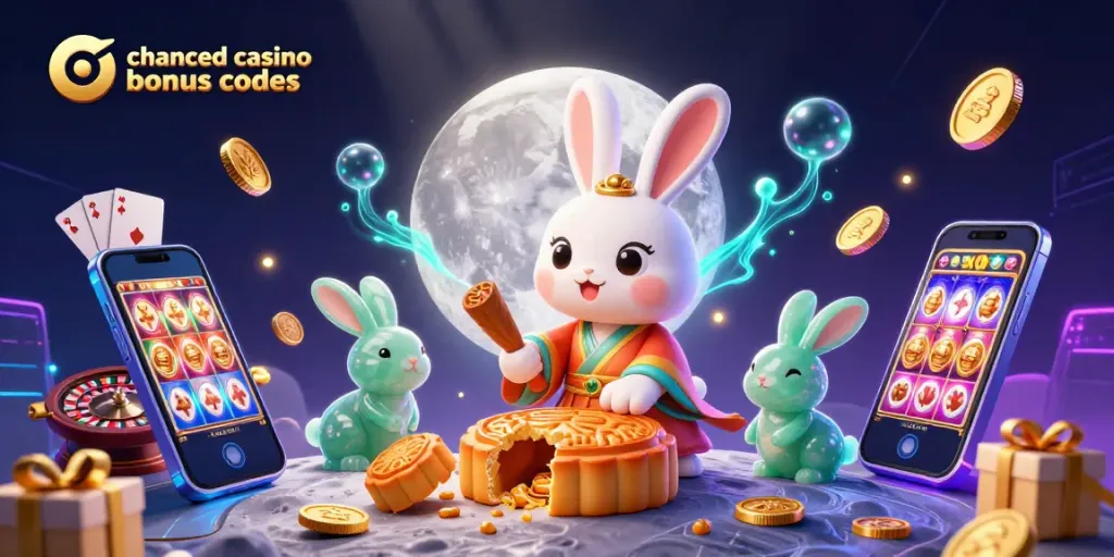 Engage with chanced casino bonus codes while enjoying a vibrant 3D illustration of playful casino characters and elements.