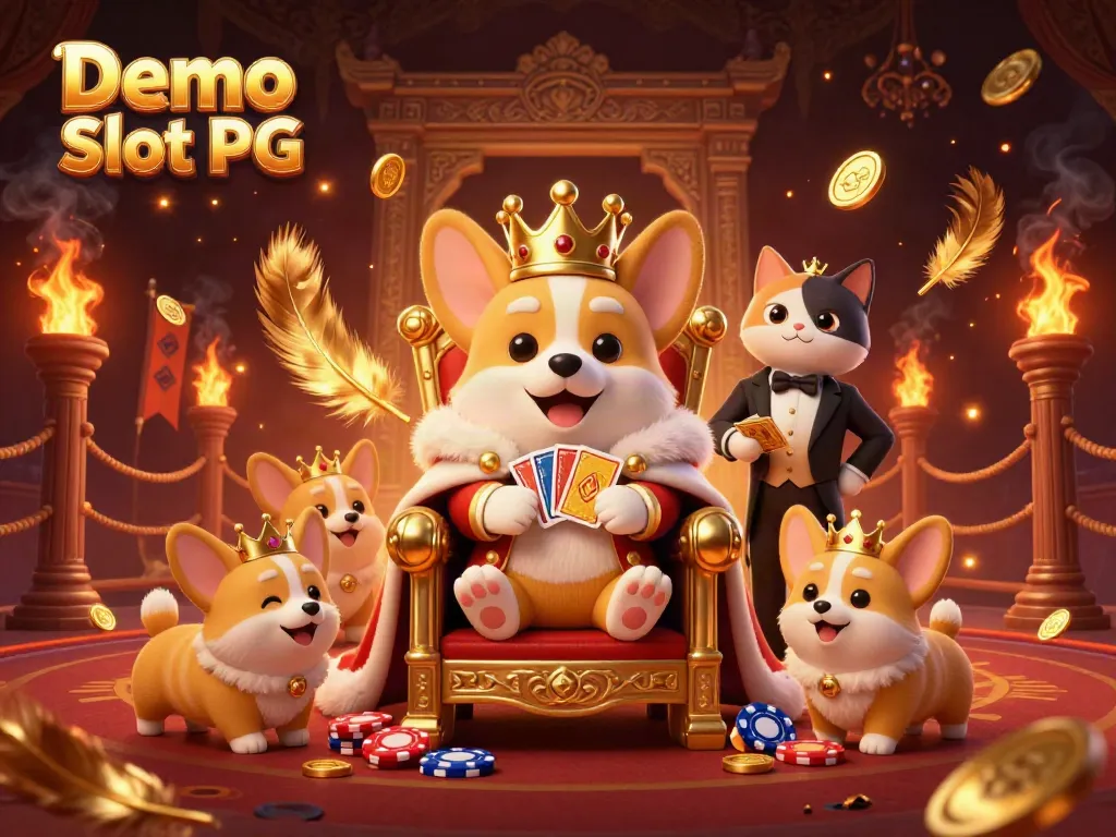 Experience the thrill of Demo Slot PG with a royal corgi and captivating casino elements!