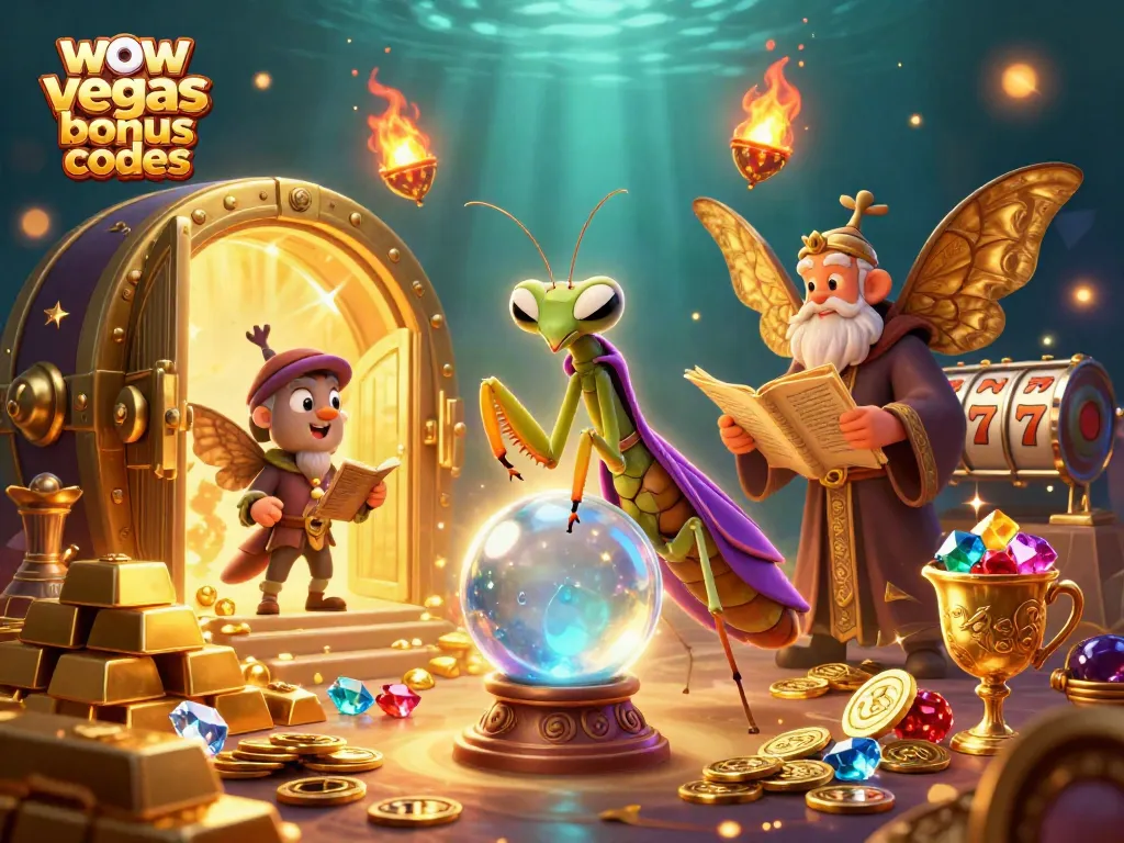 Discover wow vegas bonus codes in an enchanted casino scene filled with treasures and mystical characters.