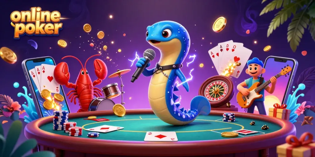Engage in online poker with thrilling action on a vibrant underwater casino stage.