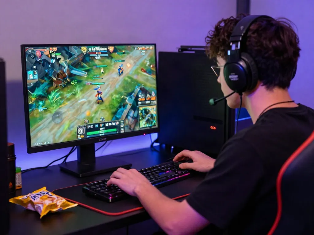 Player enjoying QQ Macan game at a modern gaming setup.