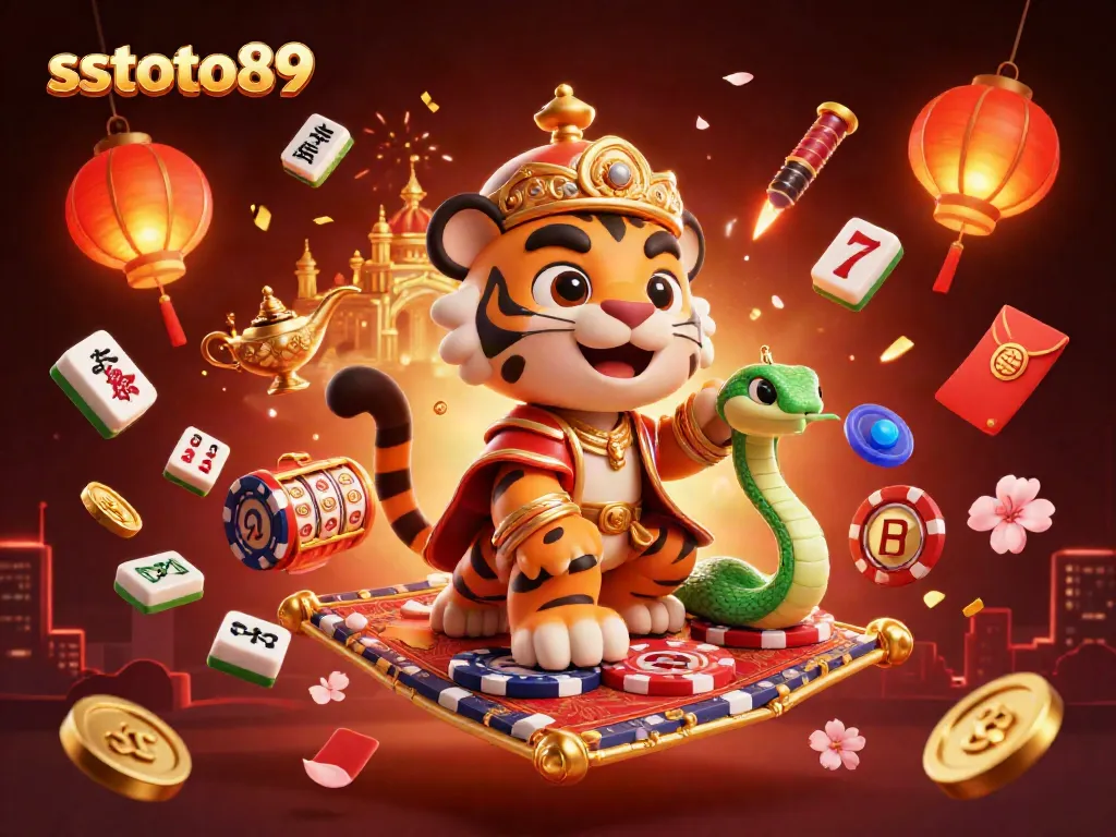 Gambarkan momen kemenangan sstoto89 dengan sultan harimau dan elemen kasino yang mengesankan.