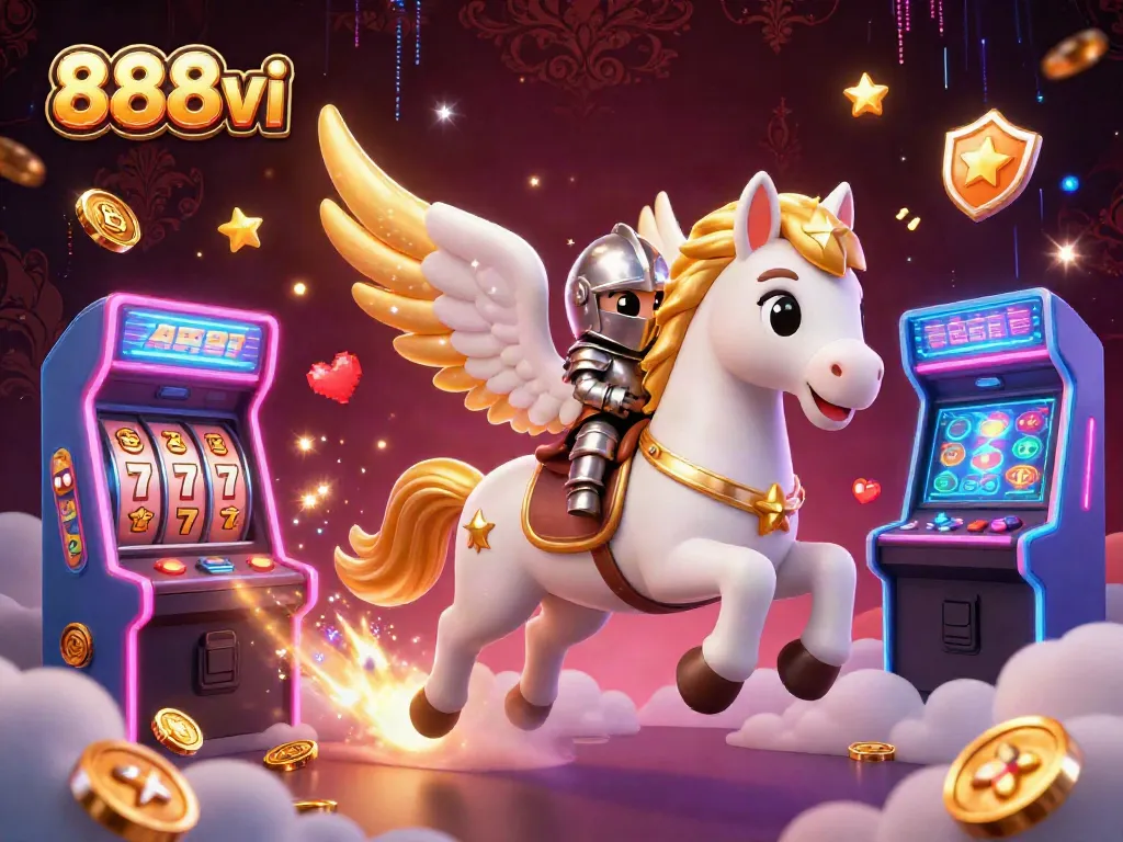 Engage in thrilling bets with 888vi's colorful casino gameplay illustrations featuring vibrant arcade elements.