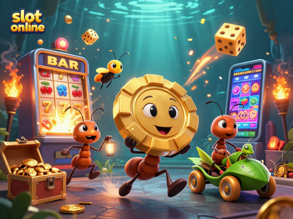 Mainkan slot online dengan ratusan simbol kemenangan melimpah dalam ilustrasi kasino digital.
