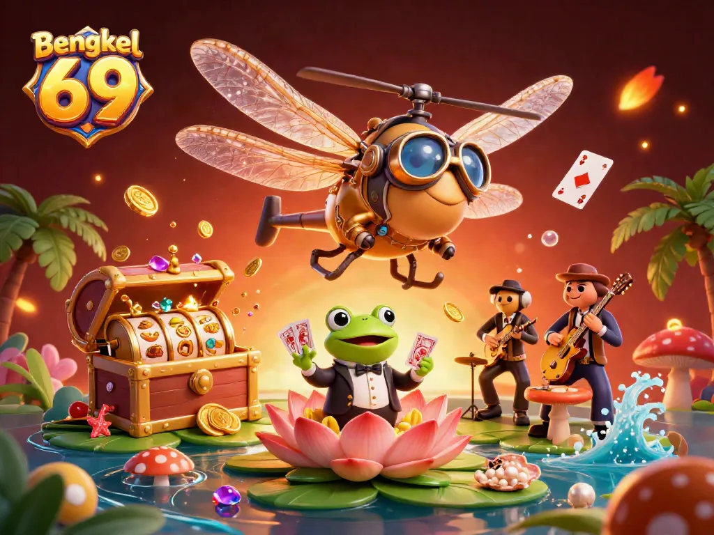 Experience thrilling gameplay at Bengkel 69 with vibrant casino elements, characters in action, and engaging visuals.