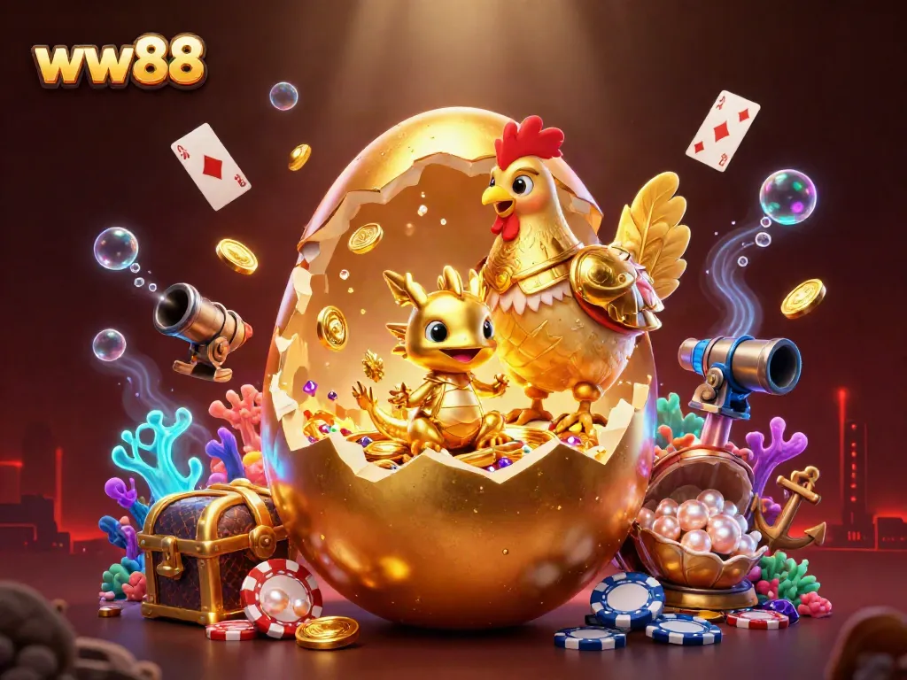 Experience thrilling gameplay at ww88 with a golden dragon and poker chips, symbolizing prosperity.