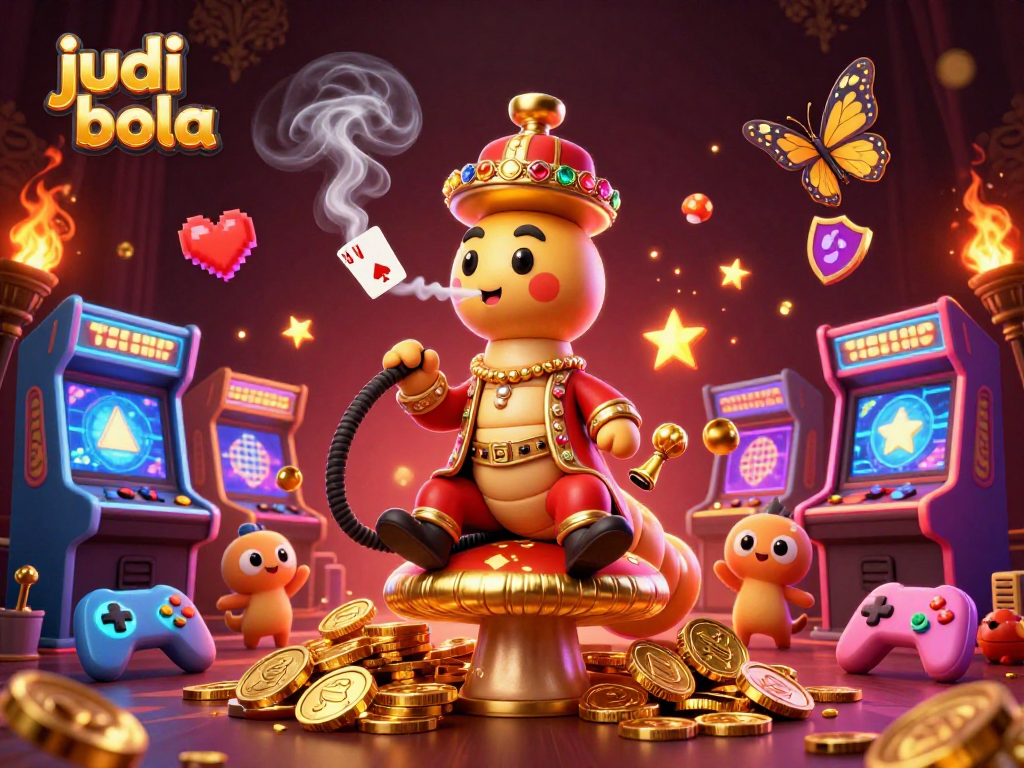 Place bets with judi bola in a vibrant casino scene filled with exciting gaming elements